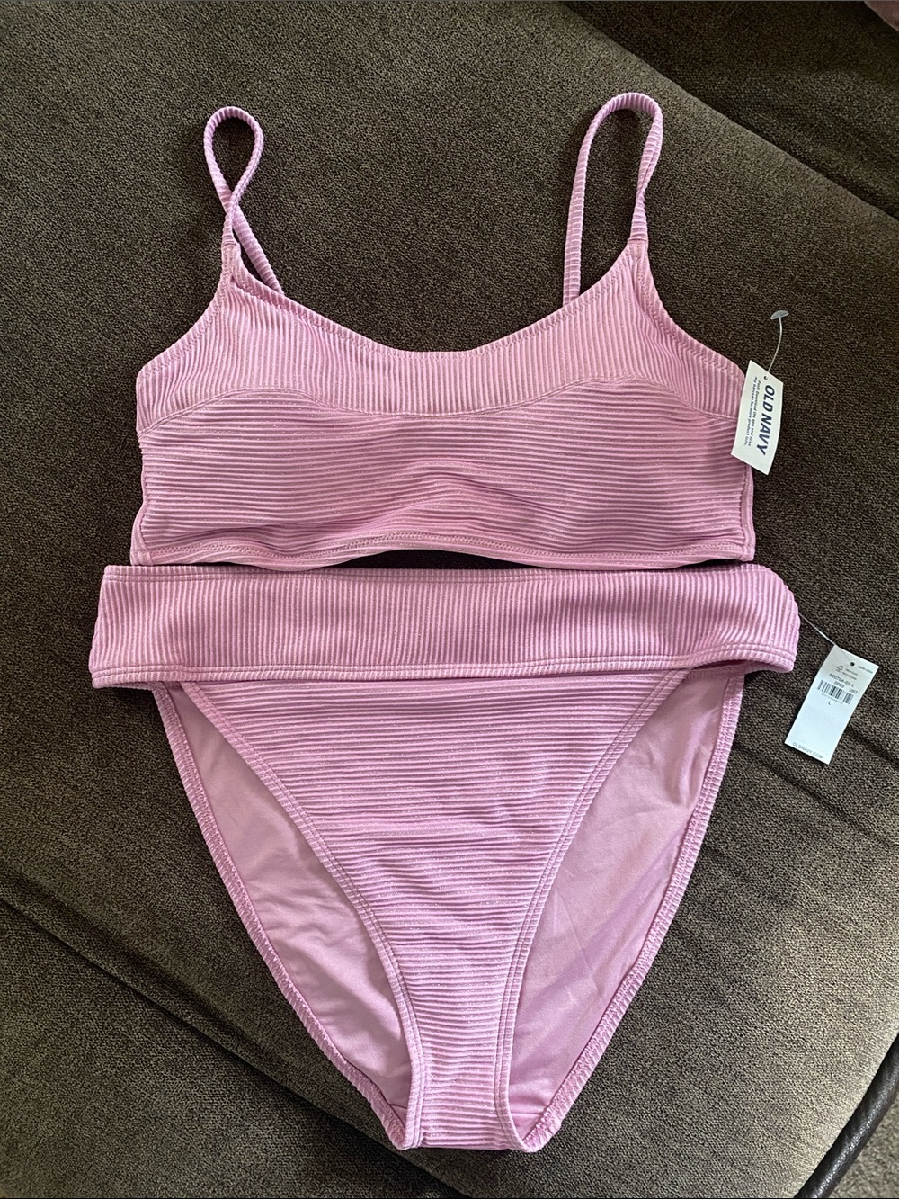 Old Navy Light Pink Ribbed Bikini Set - Women's Two-Piece Swim